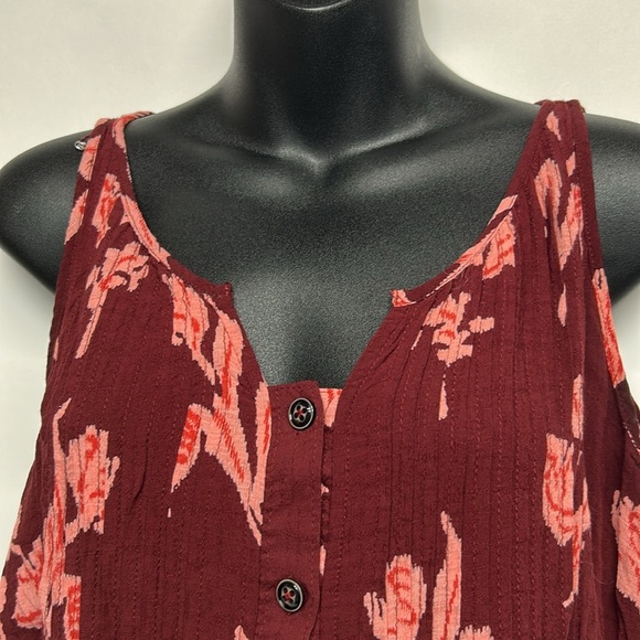 Maeve Red Relaxed Buttoned Tank Top size 4 - Picture 2 of 7